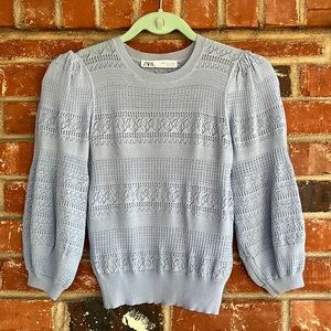 Zara 3/4 Sleeve Blouse in Blue